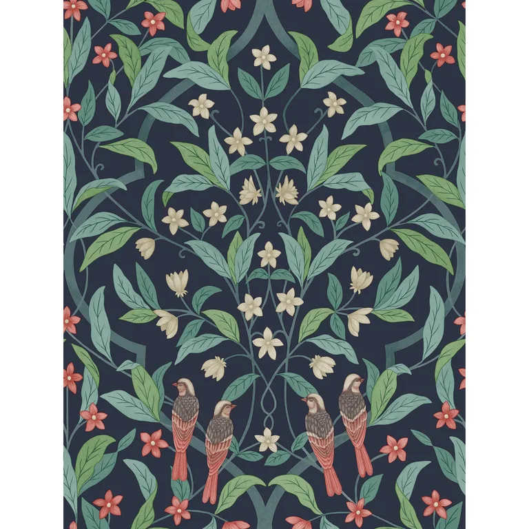 Cole & Son Jasmine & Serin Symphony in Coral/Petrol/Ink (117/10030.CS.0)