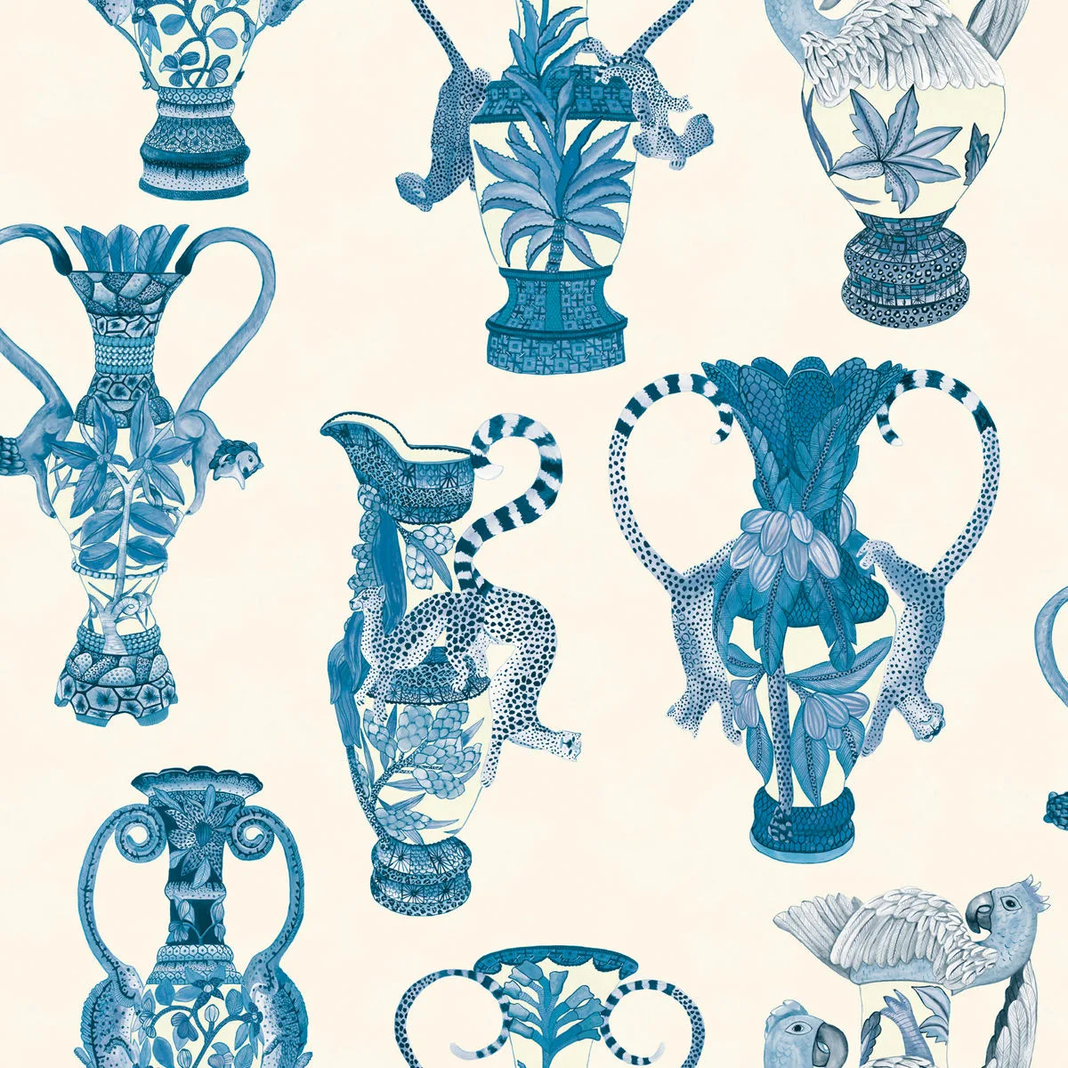 Cole & Son Khulu Vases in Blue & White (109/12059.CS.0)