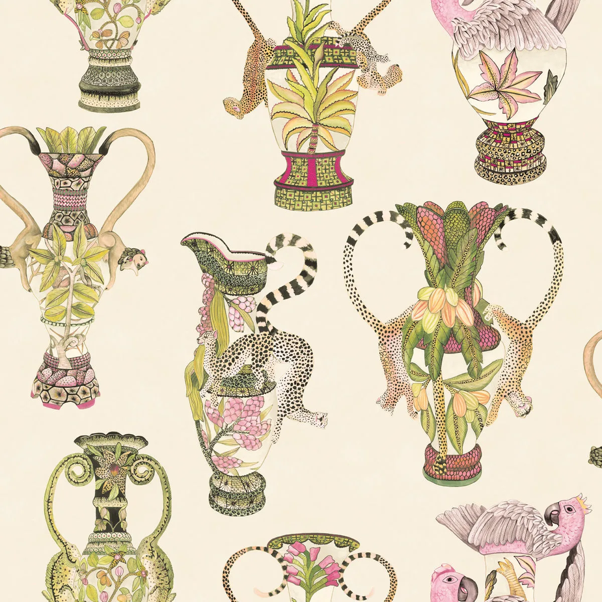 Cole & Son Khulu Vases in Cream & Multi (109/12057.CS.0)