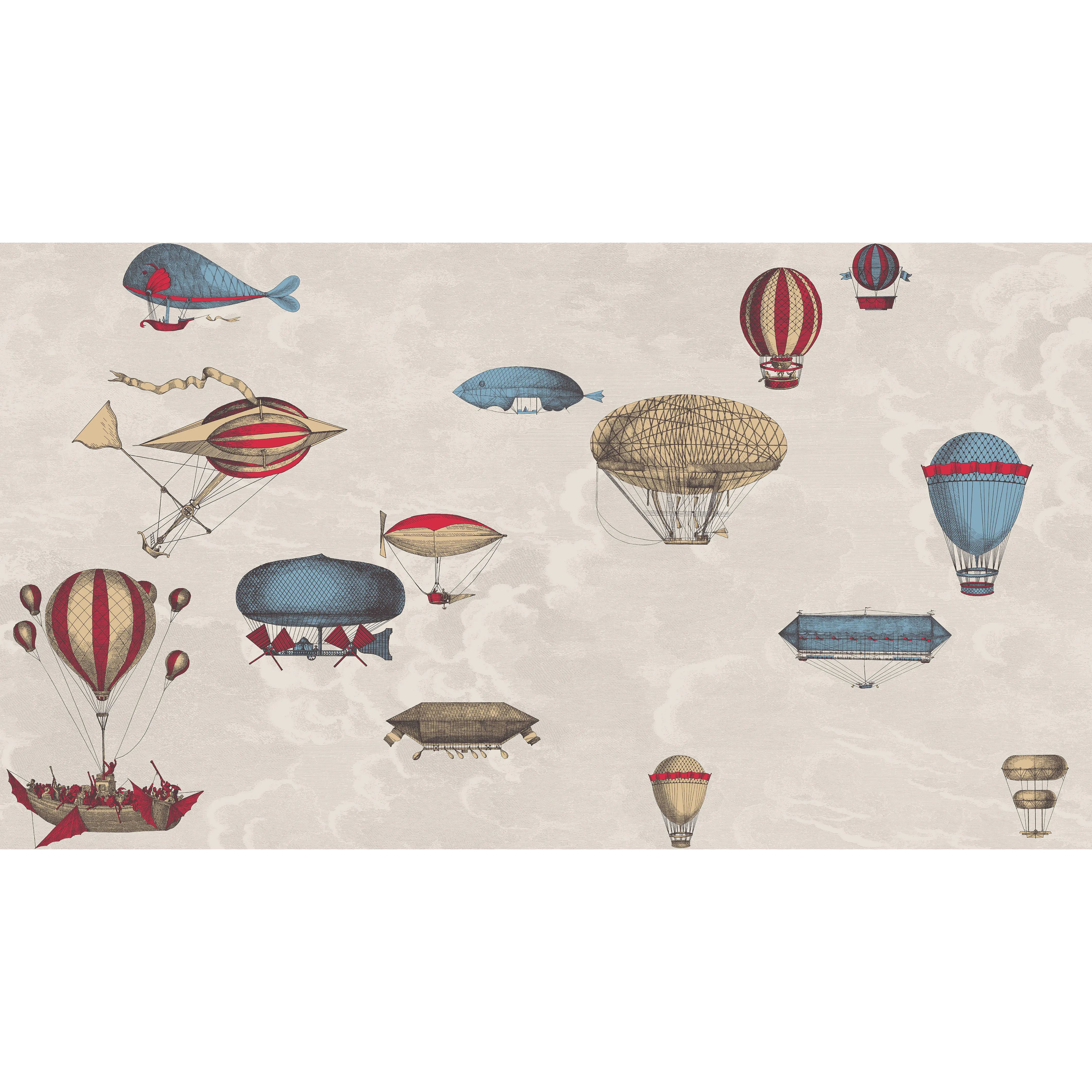 Cole & Son Macchine Volanti in Stone/Rouge/Blue (114/10020.CS.0)