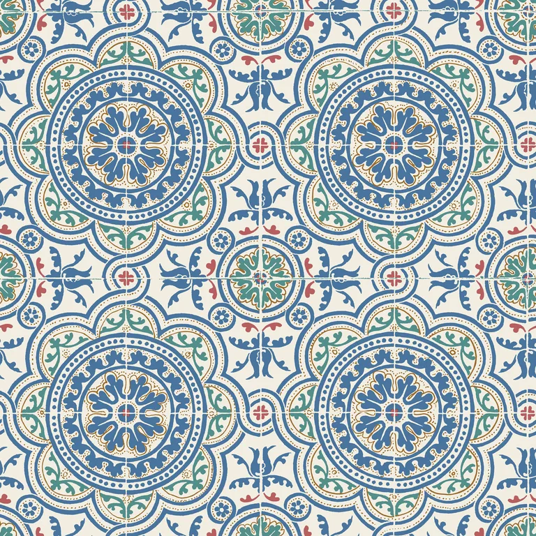 Cole & Son Piccadilly in Denim & Rouge on Chalk (117/8024.CS.0)