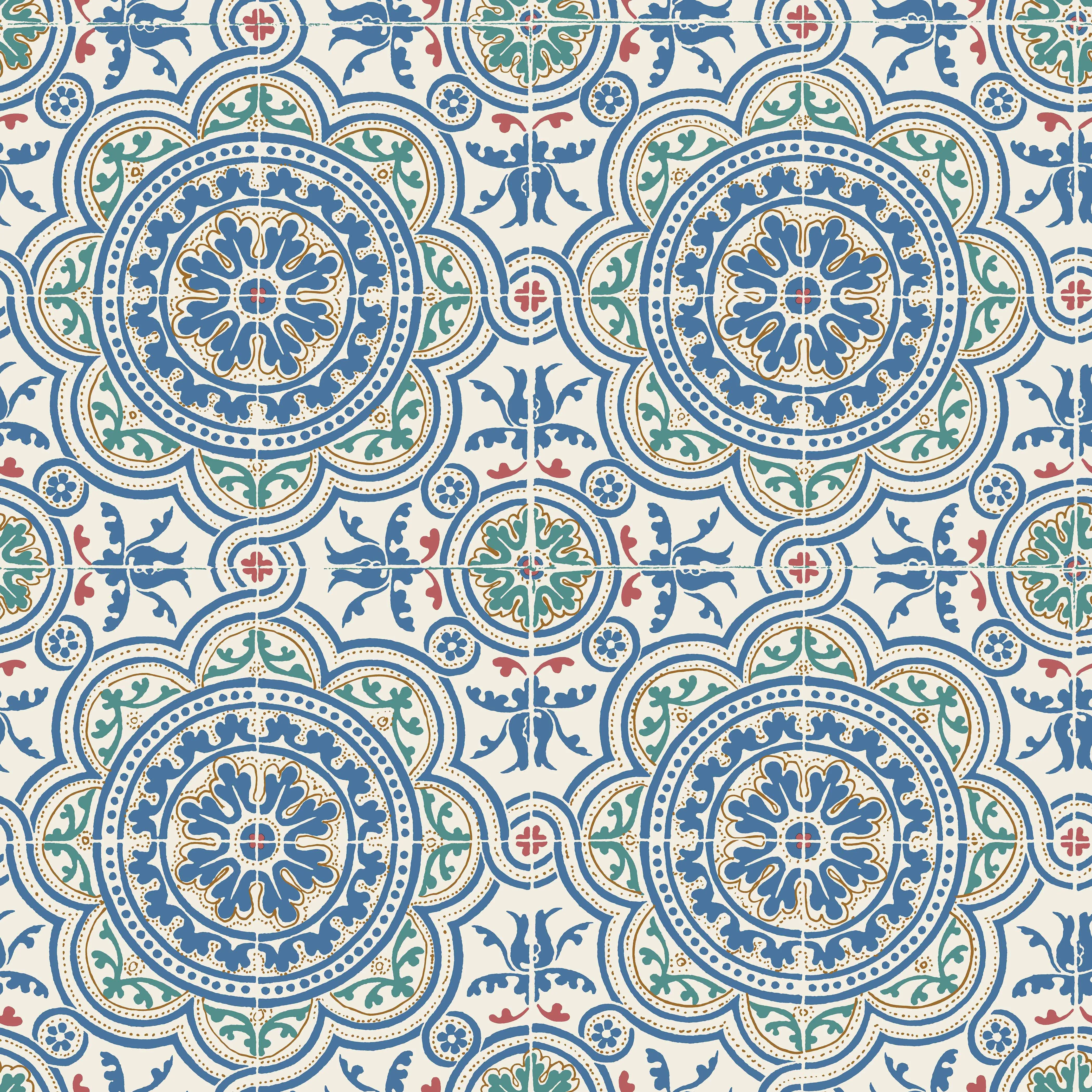 Cole & Son Piccadilly in Denim & Rouge on Chalk (117/8024.CS.0)