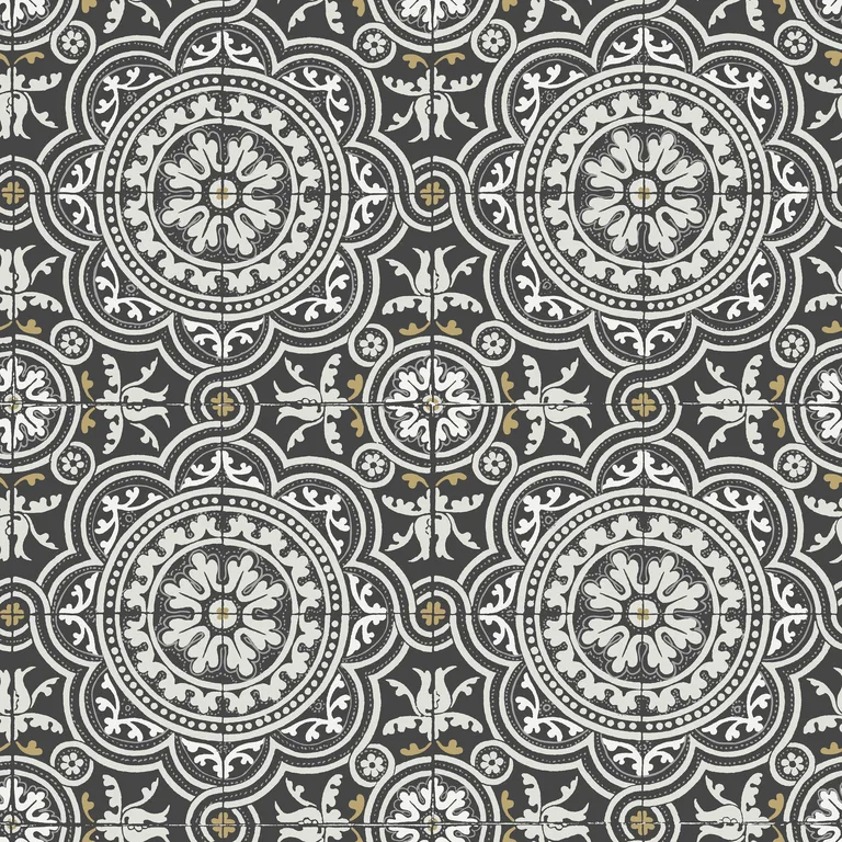 Cole & Son Piccadilly in Grey & Metallic Gold on Black (117/8022.CS.0)