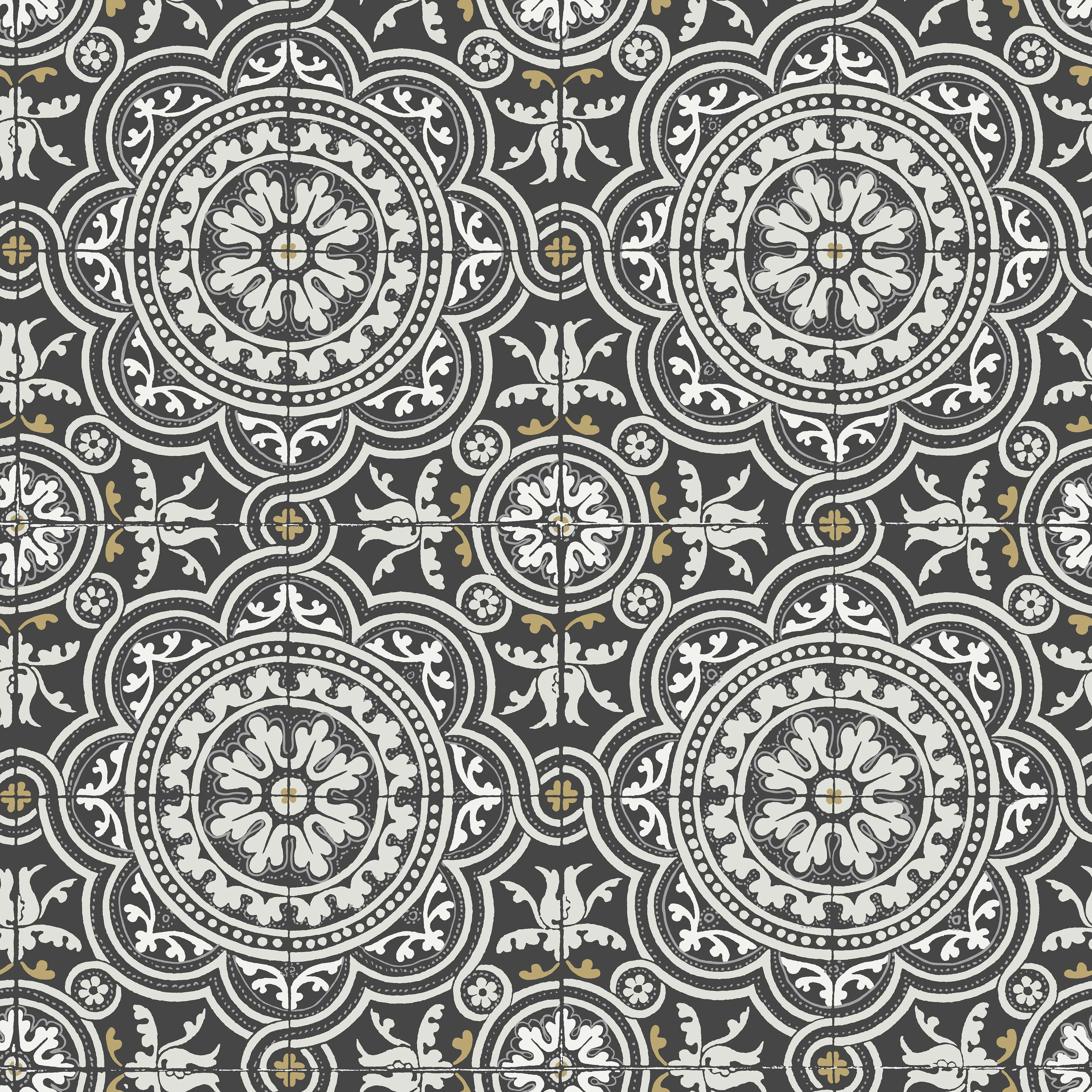 Cole & Son Piccadilly in Grey & Metallic Gold on Black (117/8022.CS.0)