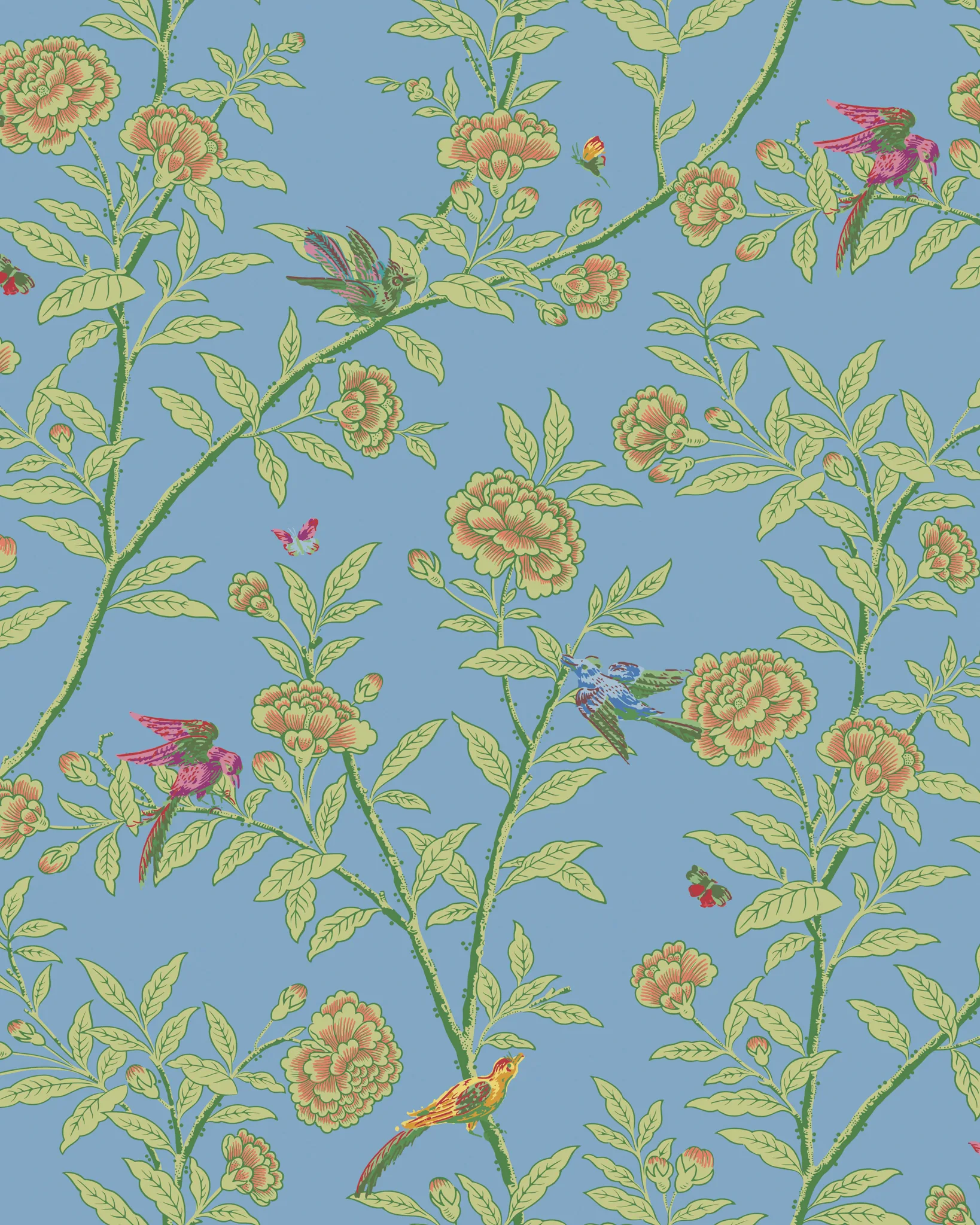 Cole & Son Roseberry with Birds in Blue (127/4022.CS.0)