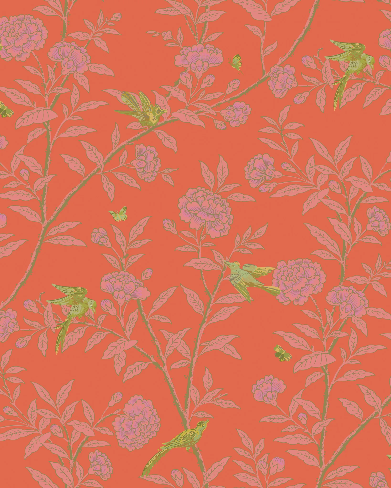 127/4021.CS.0 | Roseberry with Birds – Vermillion
