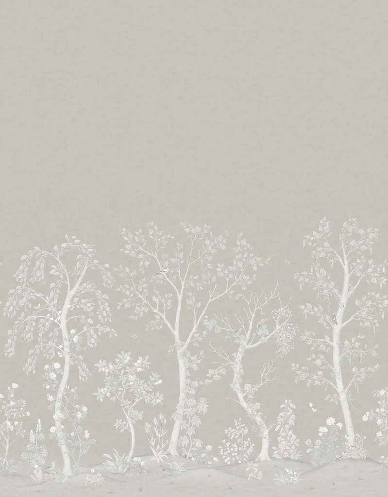 Cole & Son Seasonal Woods Metallic in Platinum (120/6023M.CS.0)