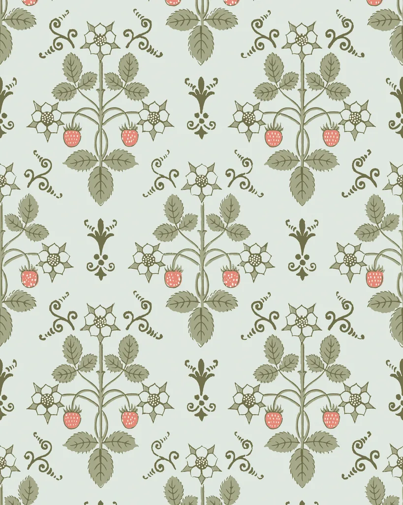 Cole & Son Strawberry in Duck Egg (127/2012.CS.0)