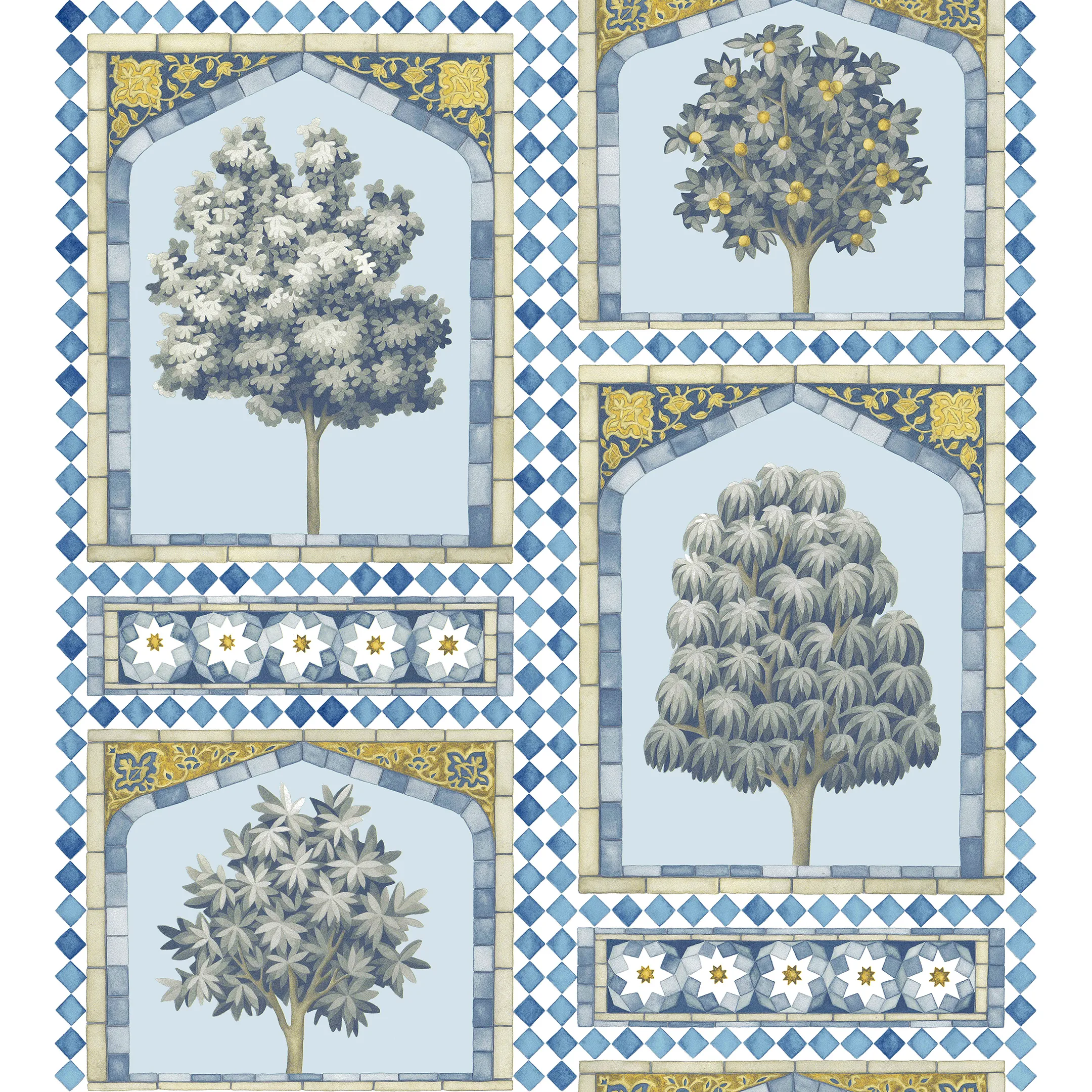 Cole & Son Sultan's Palace in China Blue & Ochre (113/10029.CS.0)
