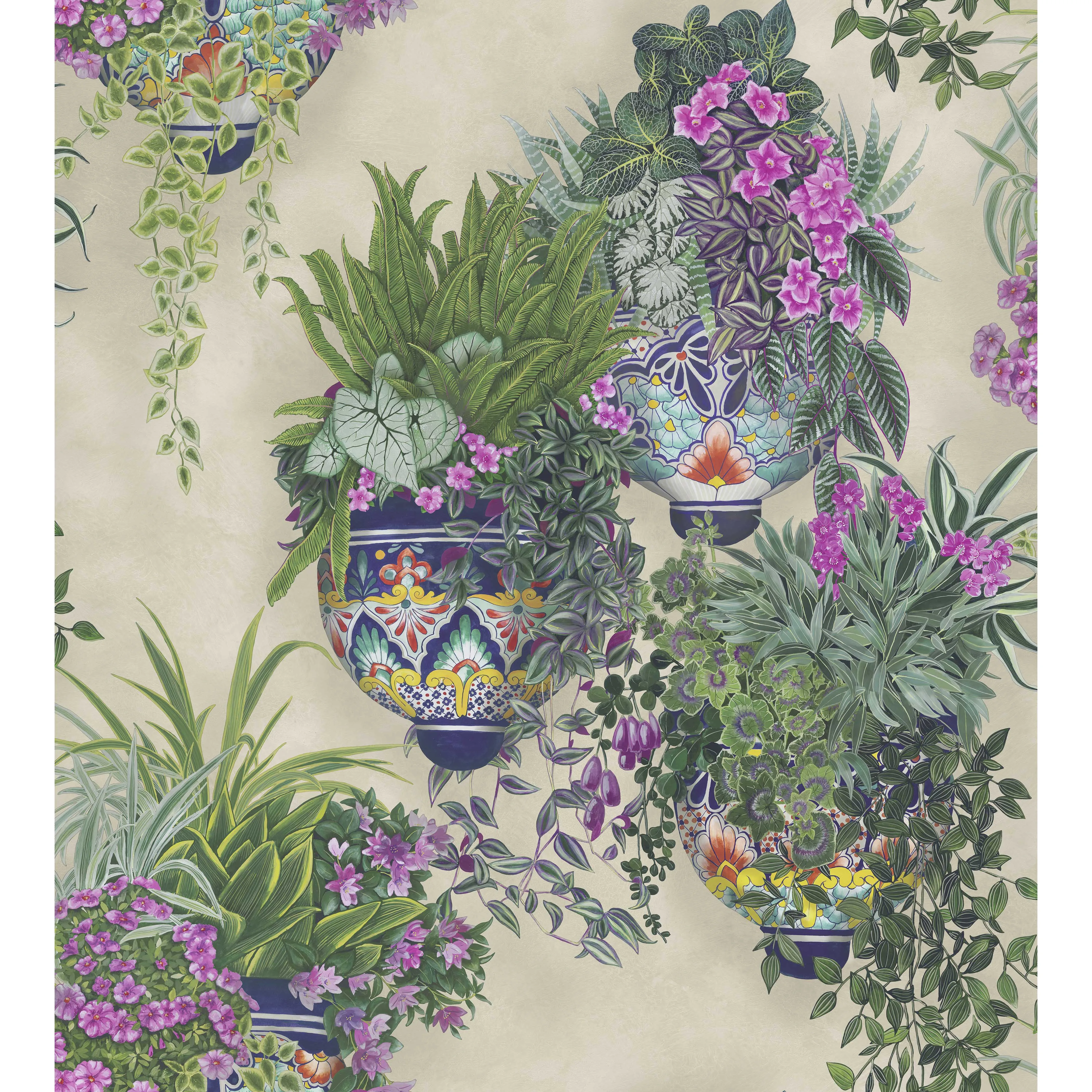 Cole & Son Talavera in Magenta & Spring Greens on Stone (117/9027.CS.0)
