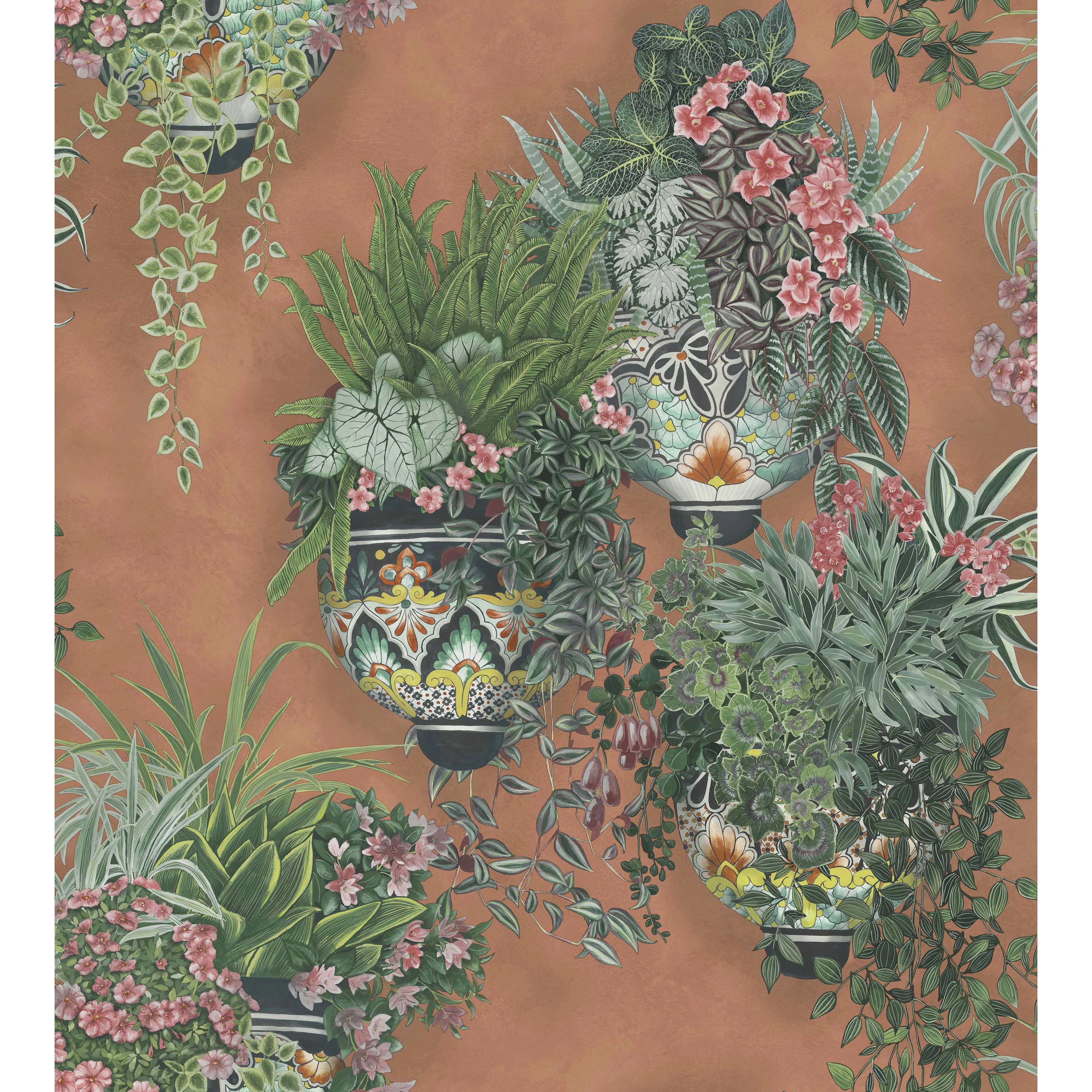 Cole & Son Talavera in Rose & Spring Green on Terracotta (117/9025.CS.0)