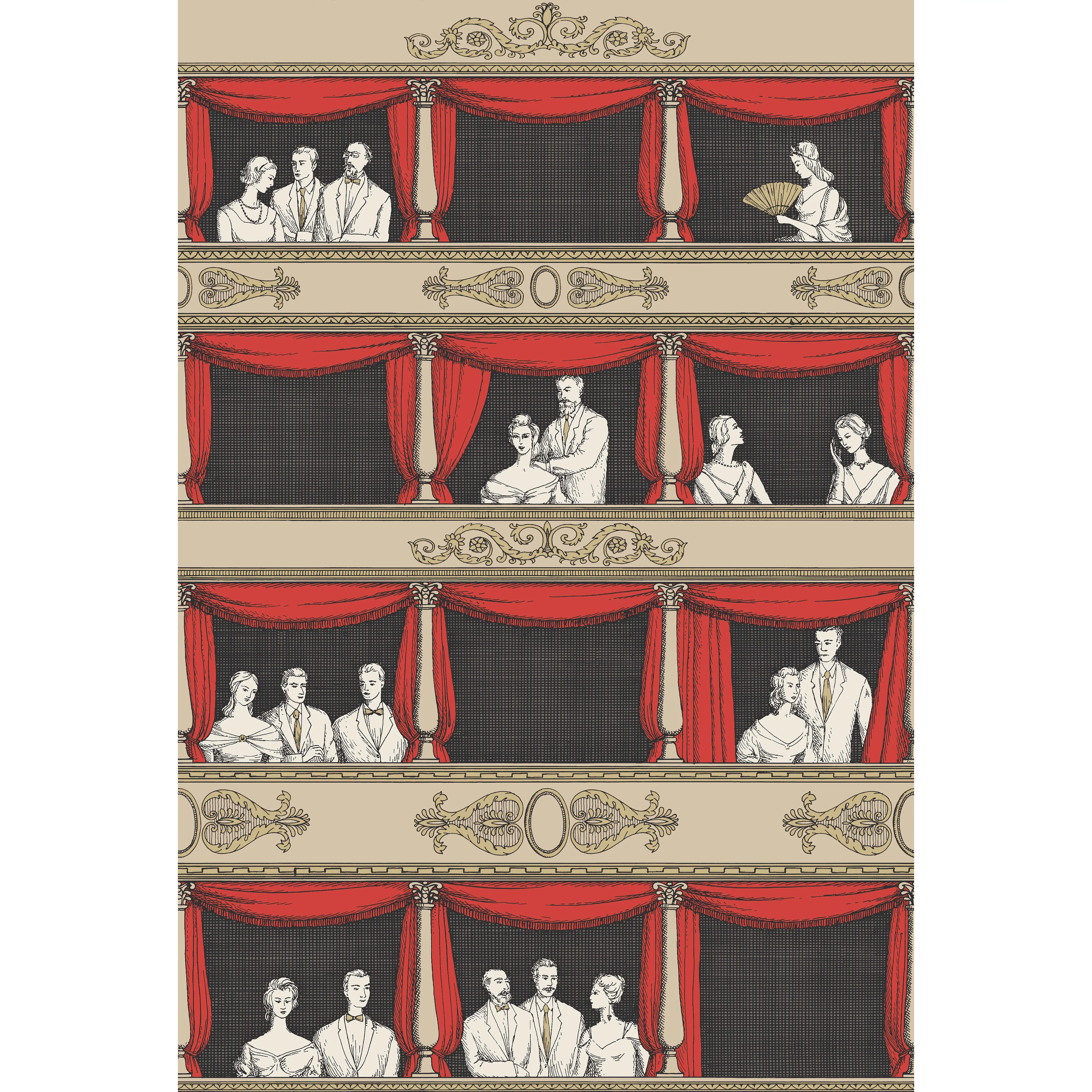 Cole & Son Teatro in Linen/Rouge (114/18037.CS.0)
