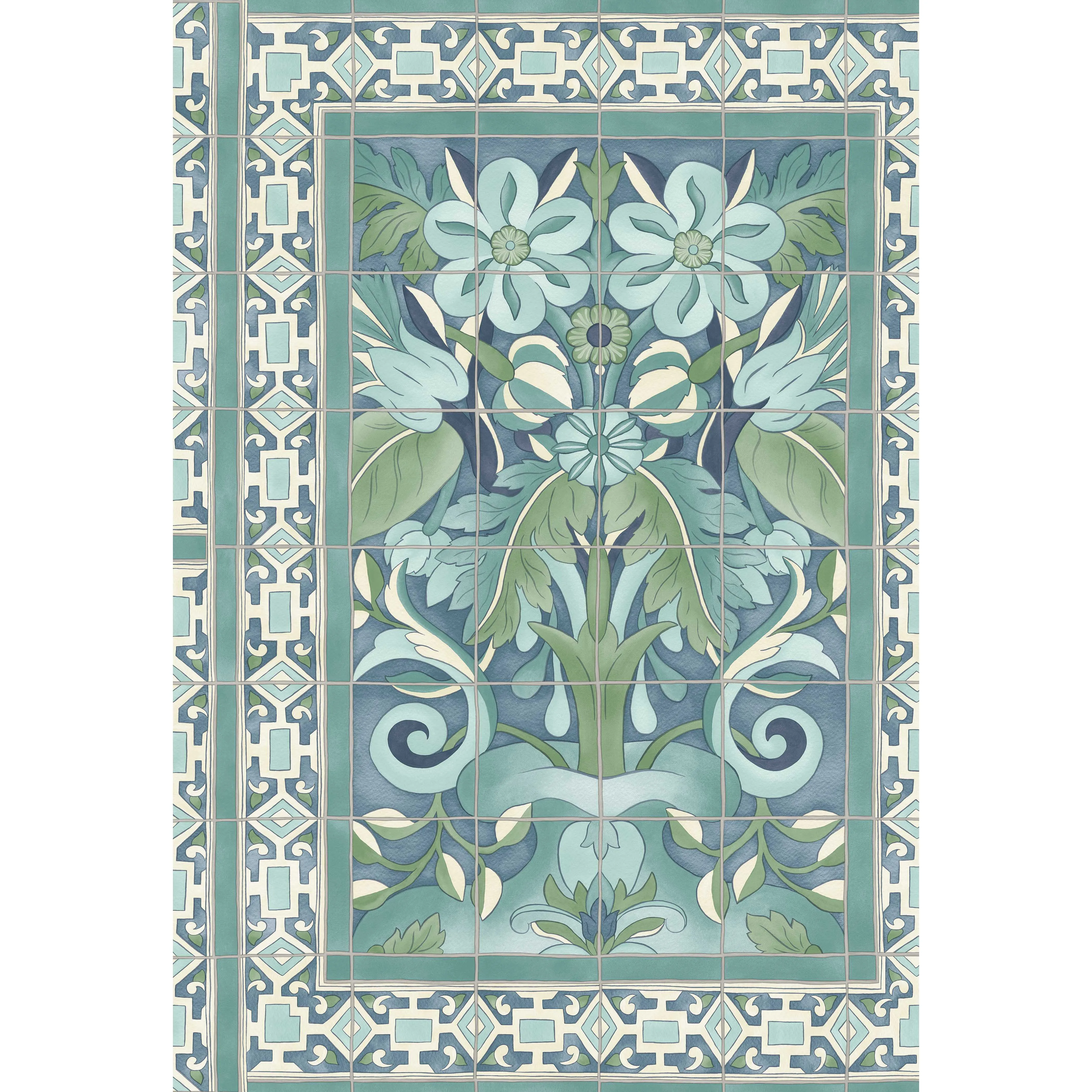 Cole & Son Triana in Teal & Dark Teal on Denim (117/5014.CS.0)