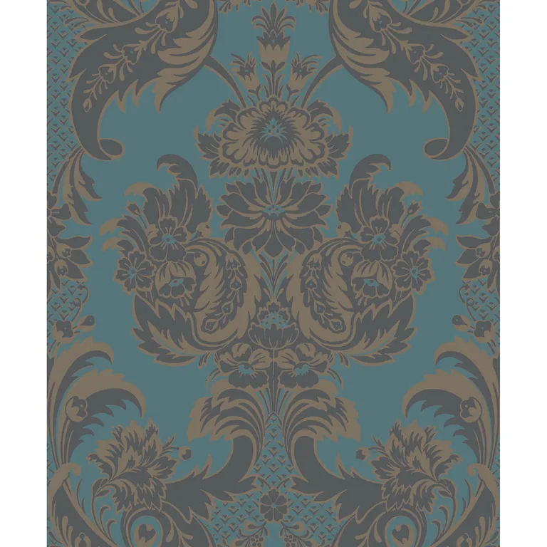 Cole & Son Wyndham in Teal and Charcoal (94/3017.CS.0)