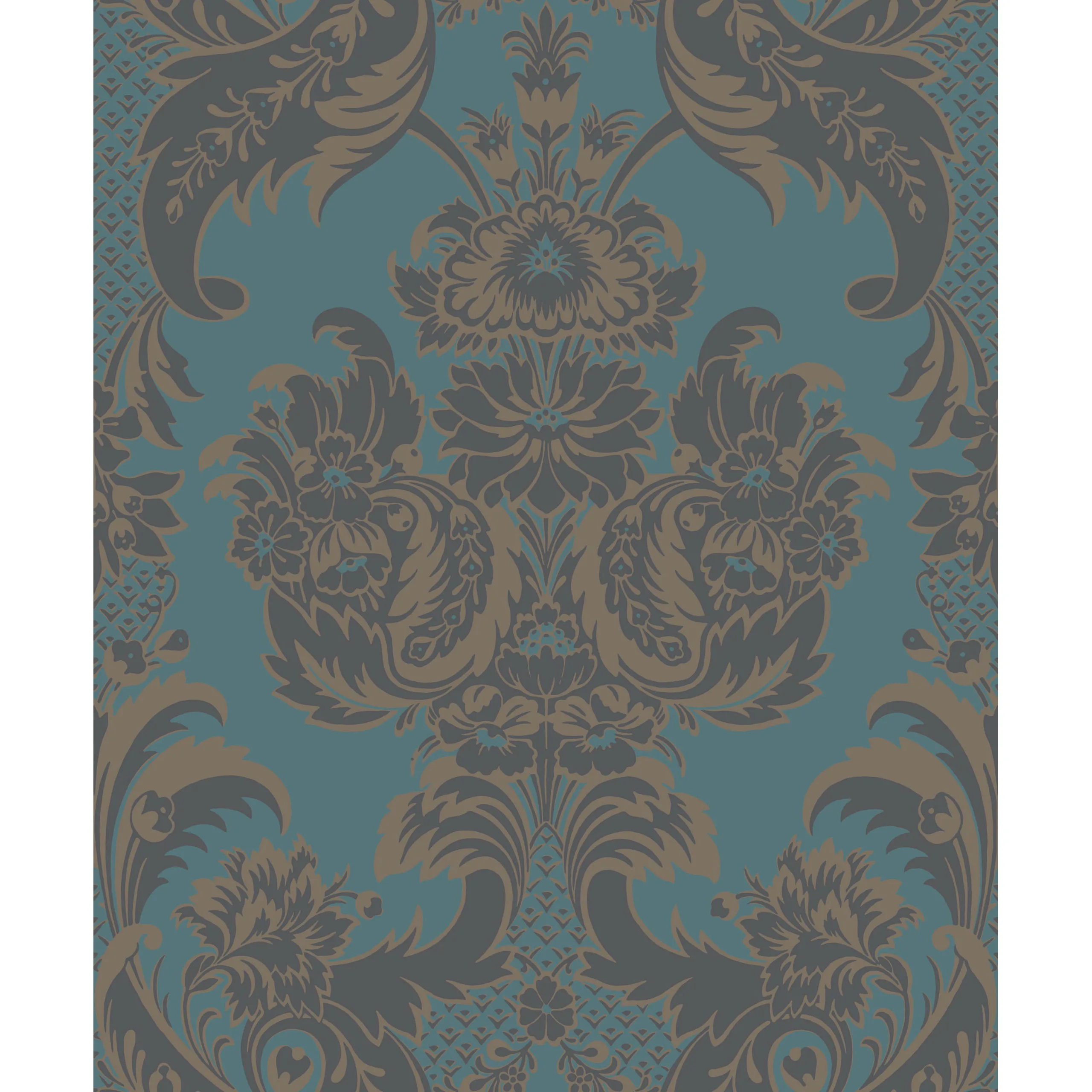 Cole & Son Wyndham in Teal and Charcoal (94/3017.CS.0)