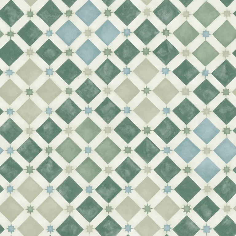 Cole & Son Zellige in Olive & Print Room Blue (113/11033.CS.0)
