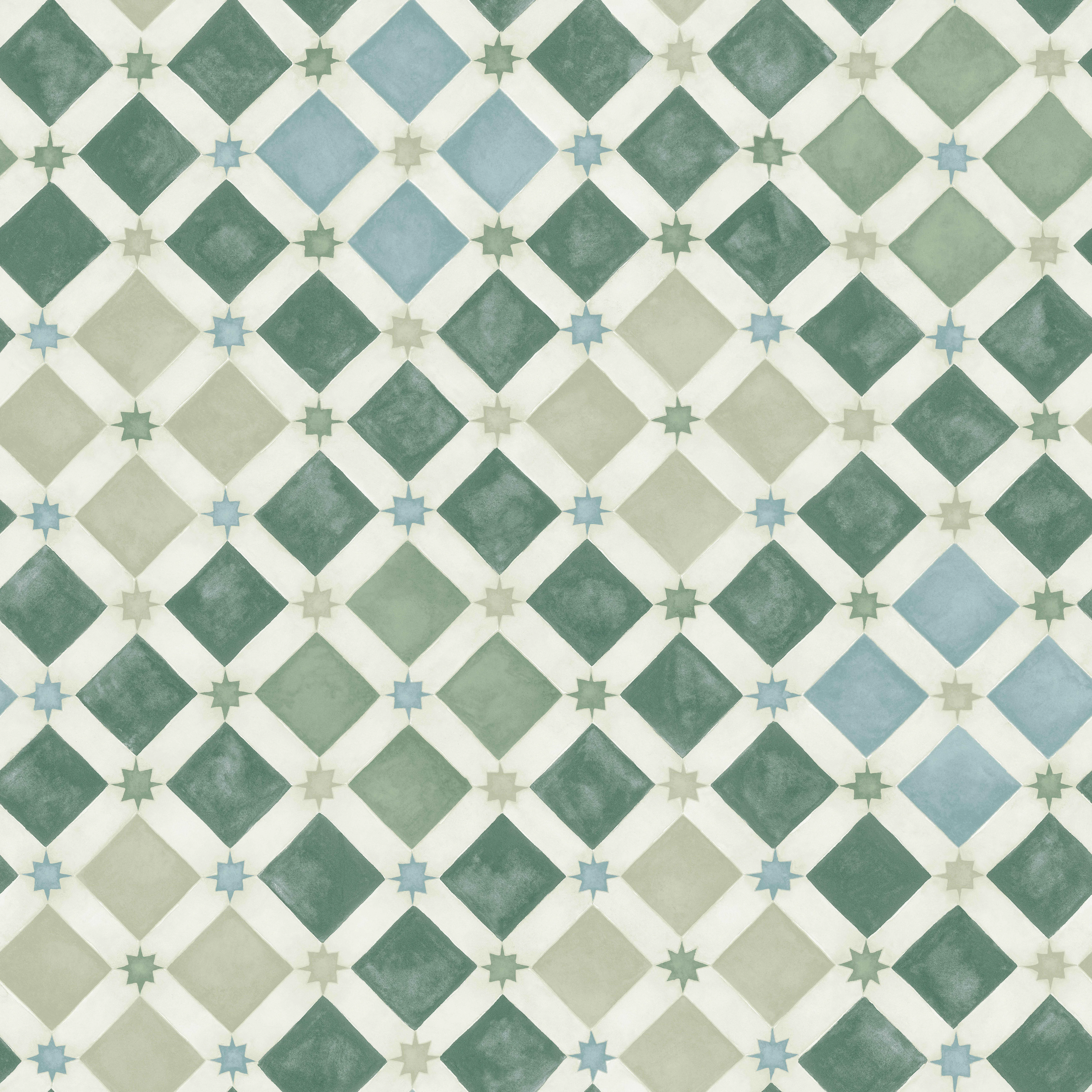 Cole & Son Zellige in Olive & Print Room Blue (113/11033.CS.0)