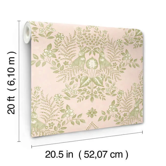 Erin & Ben Cottontail Toile - Pink & Chartreuse Wallpaper | Buy Online Erin & Ben Cottontail Toile wallpaper, color Pink & Chartreuse, SKU PSW1432RL