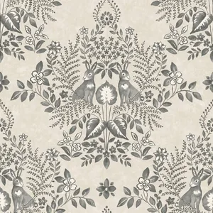 Erin & Ben Cottontail Toile wallpaper, color Linen & Charcoal, SKU PSW1433RL