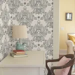 Erin & Ben Cottontail Toile wallpaper, color Linen & Charcoal, SKU PSW1433RL