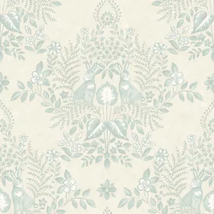 Erin & Ben Cottontail Toile wallpaper, color Vintage Duck Egg, SKU PSW1435RL