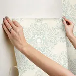 Erin & Ben Cottontail Toile - Vintage Duck Egg Wallpaper | Buy Online Erin & Ben Cottontail Toile wallpaper, color Vintage Duck Egg, SKU PSW1435RL