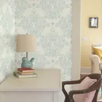 Erin & Ben Cottontail Toile - Vintage Duck Egg Wallpaper | Buy Online Erin & Ben Cottontail Toile wallpaper, color Vintage Duck Egg, SKU PSW1435RL