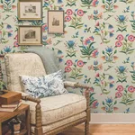 Erin & Ben Heirloom Floral - Taupe & Multi Wallpaper | Buy Online Erin & Ben Heirloom Floral wallpaper, color Taupe & Multi, SKU PSW1447RL