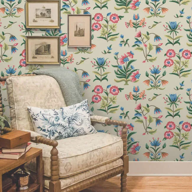 Erin & Ben Heirloom Floral - Taupe & Multi Wallpaper | Buy Online Erin & Ben Heirloom Floral wallpaper, color Taupe & Multi, SKU PSW1447RL
