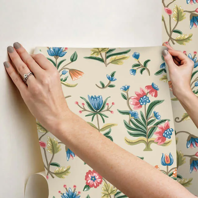 Erin & Ben Heirloom Floral - Taupe & Multi Wallpaper | Buy Online Erin & Ben Heirloom Floral wallpaper, color Taupe & Multi, SKU PSW1447RL