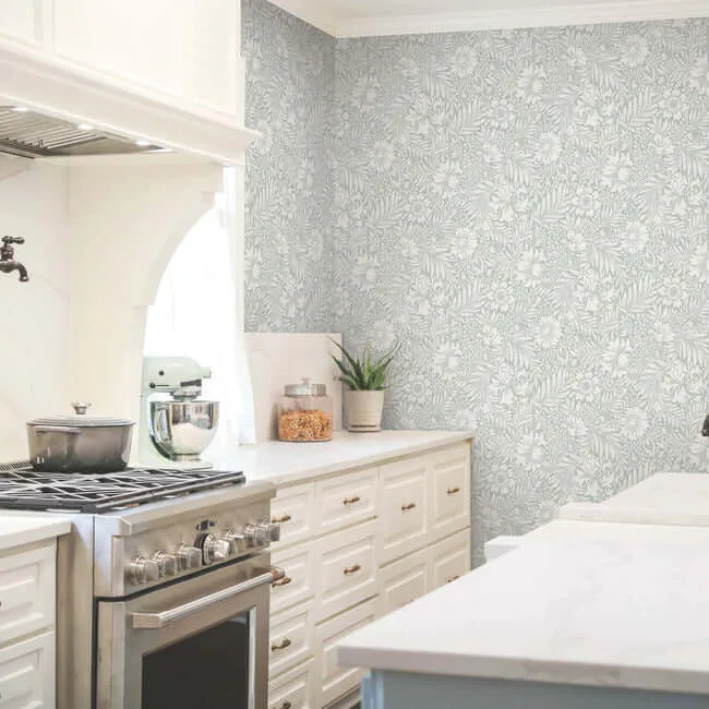 Erin & Ben Modern Acanthus - Vintage Duck Egg Wallpaper | Buy Online Erin & Ben Modern Acanthus wallpaper, color Vintage Duck Egg, SKU PSW1446RL