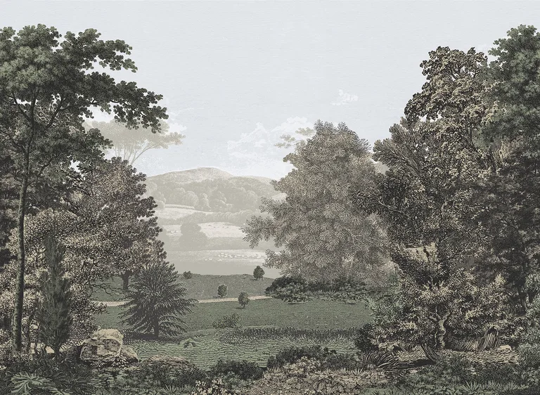 Erin & Ben Scenic Pastures wallpaper, color Morning Light, SKU PSW1456M