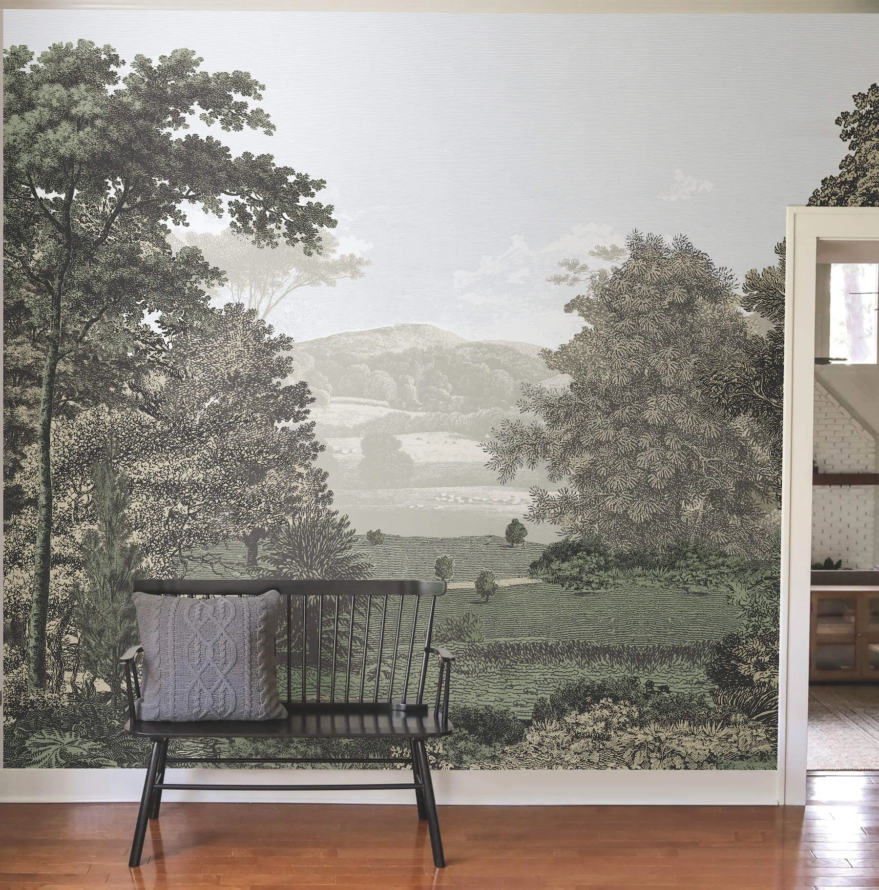 Erin & Ben Scenic Pastures wallpaper, color Morning Light, SKU PSW1456M