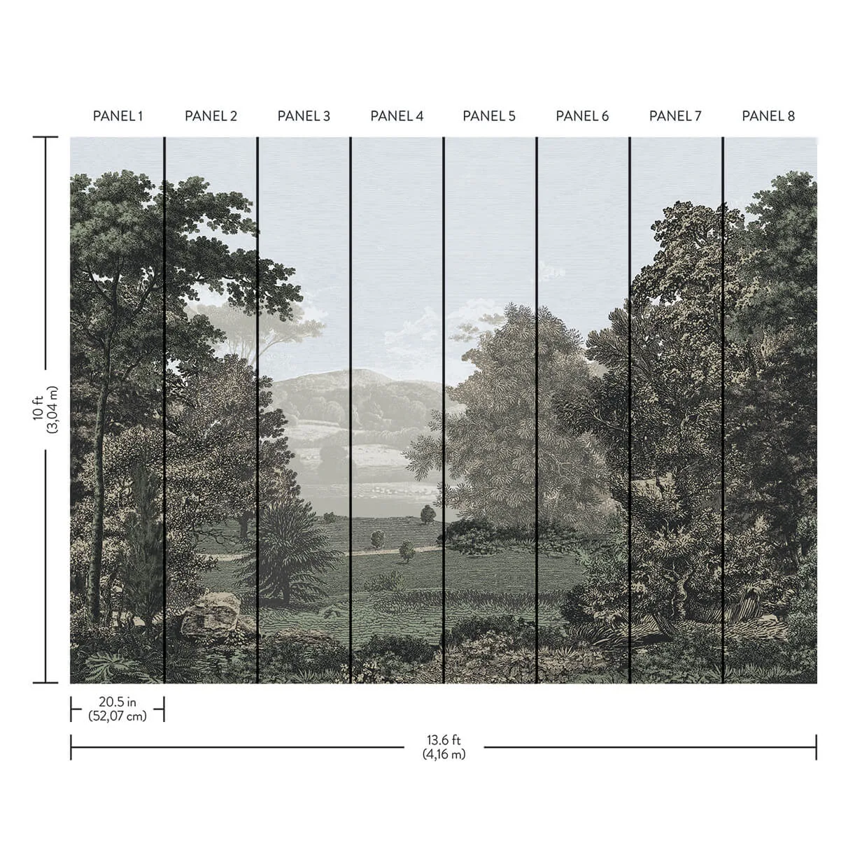 Erin & Ben Scenic Pastures wallpaper, color Morning Light, SKU PSW1456M