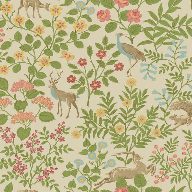 Erin & Ben Woodland Floral wallpaper, color Linen, SKU PSW1436RL