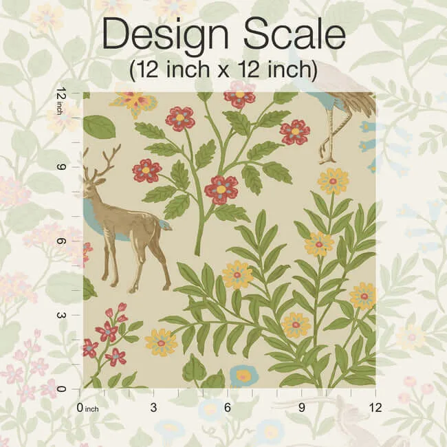 Erin & Ben Woodland Floral - Linen Wallpaper | Buy Online Erin & Ben Woodland Floral wallpaper, color Linen, SKU PSW1436RL