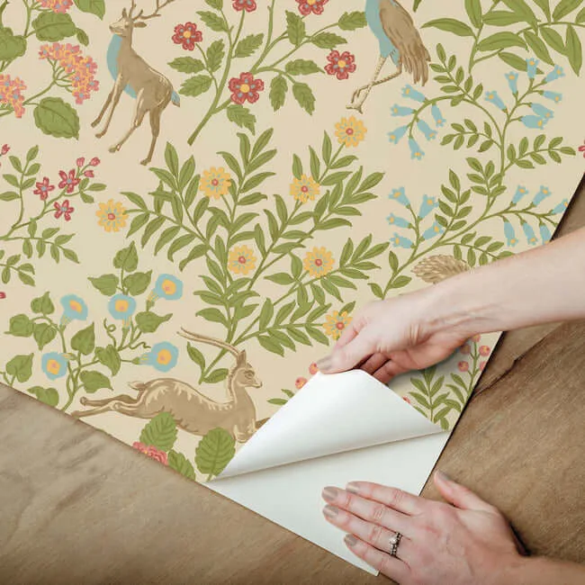 Erin & Ben Woodland Floral - Linen Wallpaper | Buy Online Erin & Ben Woodland Floral wallpaper, color Linen, SKU PSW1436RL