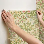 Erin & Ben Woodland Floral - Linen Wallpaper | Buy Online Erin & Ben Woodland Floral wallpaper, color Linen, SKU PSW1436RL