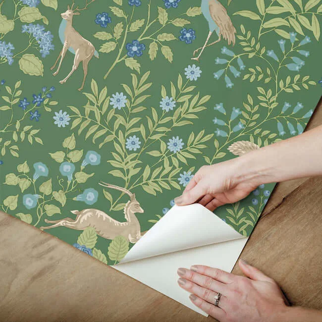 Erin & Ben Woodland Floral - Meadow Green Wallpaper | Buy Online Erin & Ben Woodland Floral wallpaper, color Meadow Green, SKU PSW1437RL