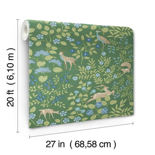 Erin & Ben Woodland Floral - Meadow Green Wallpaper | Buy Online Erin & Ben Woodland Floral wallpaper, color Meadow Green, SKU PSW1437RL