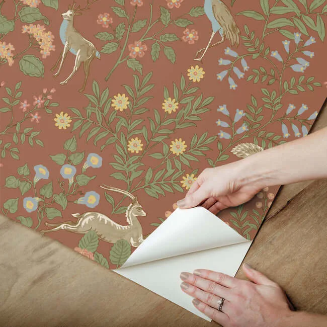 Erin & Ben Woodland Floral - Rust Wallpaper | Buy Online Erin & Ben Woodland Floral wallpaper, color Rust, SKU PSW1438RL