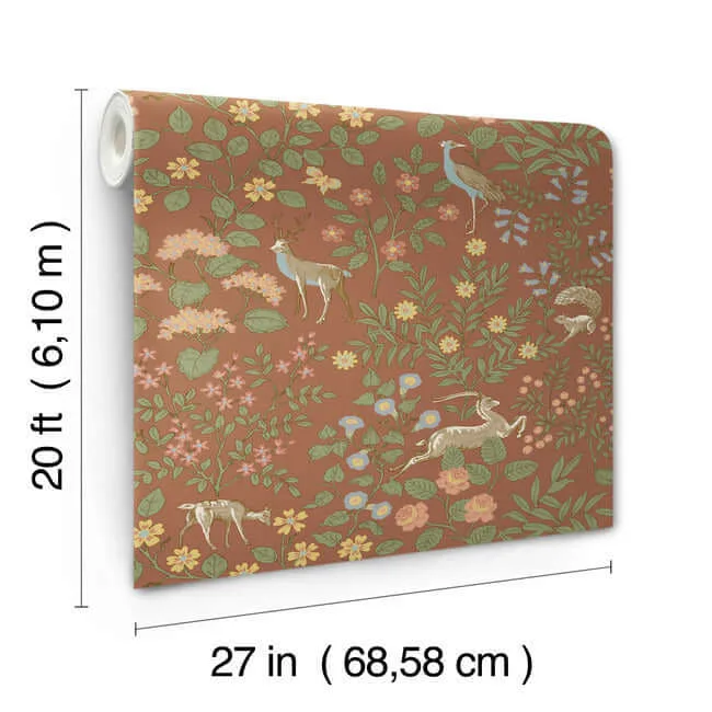 Erin & Ben Woodland Floral - Rust Wallpaper | Buy Online Erin & Ben Woodland Floral wallpaper, color Rust, SKU PSW1438RL