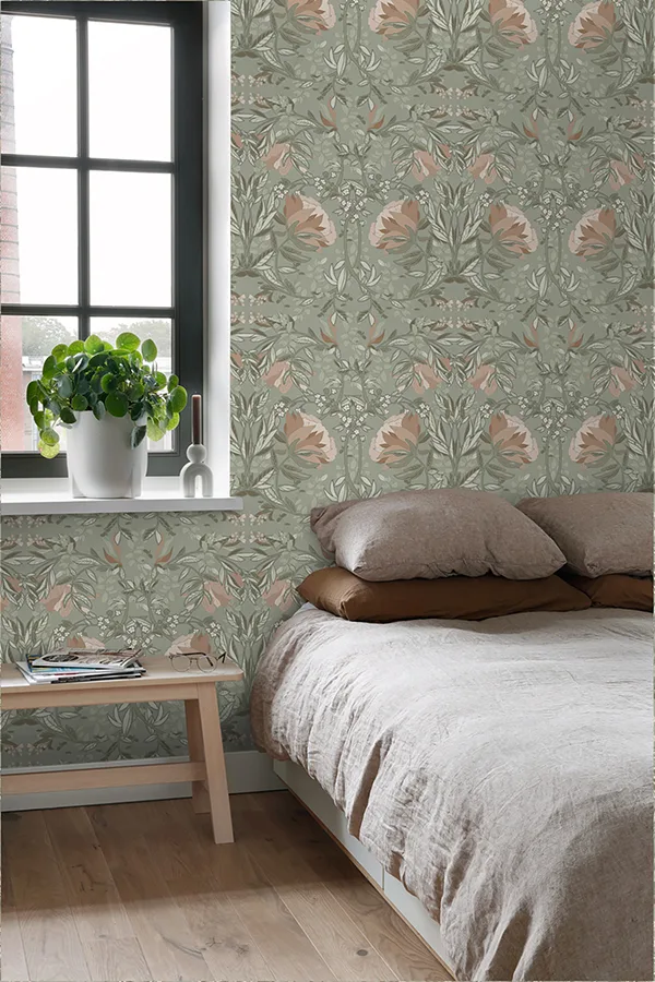 ESTA Home Ester - Sage Wallpaper | Buy Online ESTA Home Ester wallpaper, color Sage, SKU DD139419