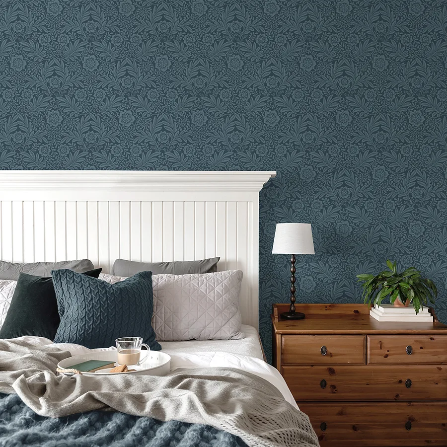 Fine Decor Camille wallpaper, color Navy, SKU M1745