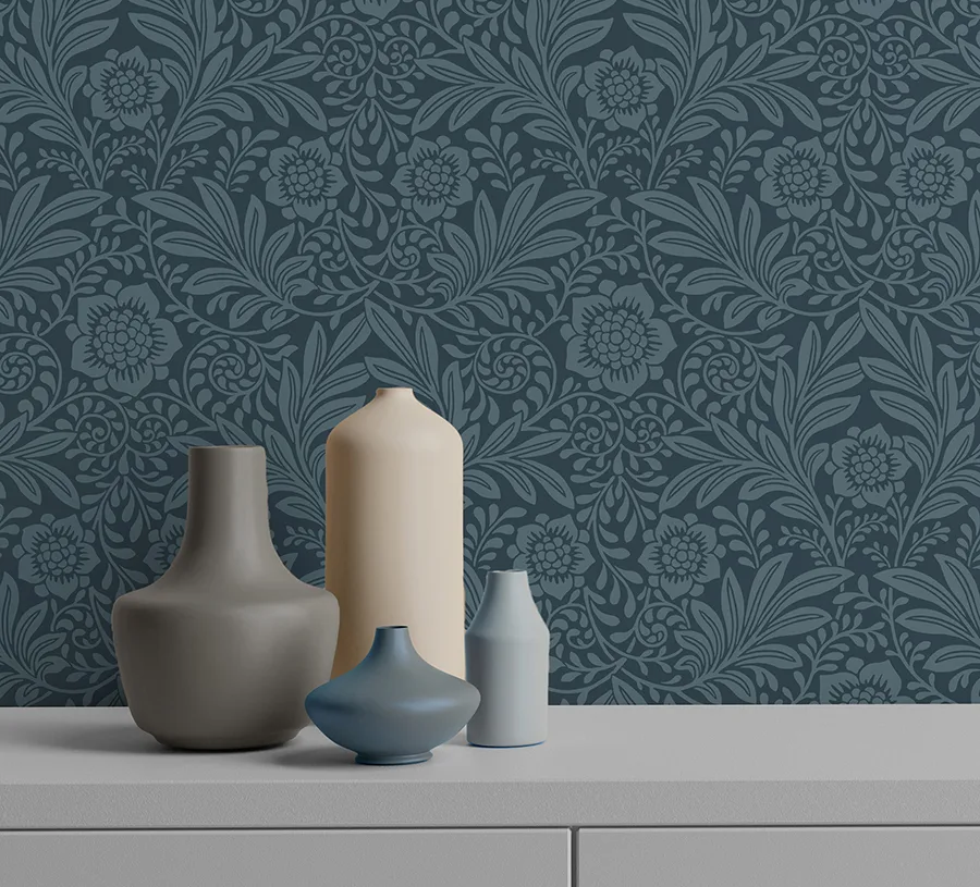 Fine Decor Camille - Navy Wallpaper | Buy Online Fine Decor Camille wallpaper, color Navy, SKU M1745