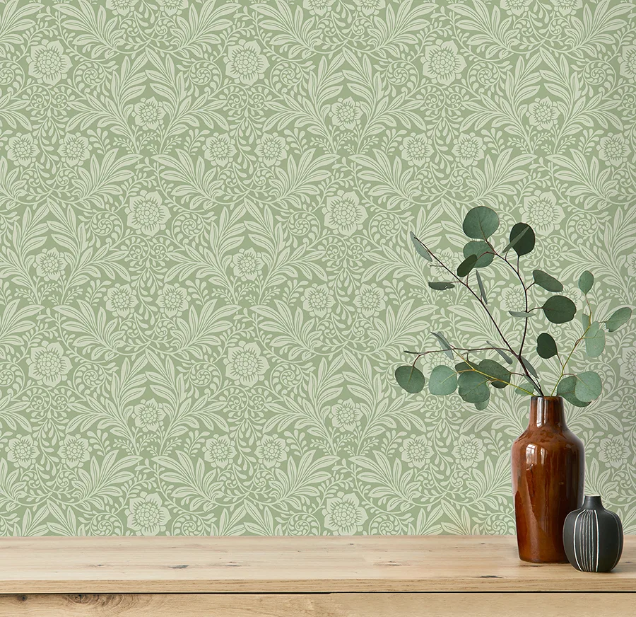 Fine Decor Camille - Sage Wallpaper | Buy Online Fine Decor Camille wallpaper, color Sage, SKU M1744