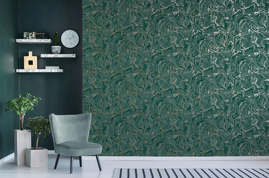 Fine Decor Suave - Dark Green Wallpaper | Buy Online Fine Decor Suave wallpaper, color Dark Green, SKU FD43058