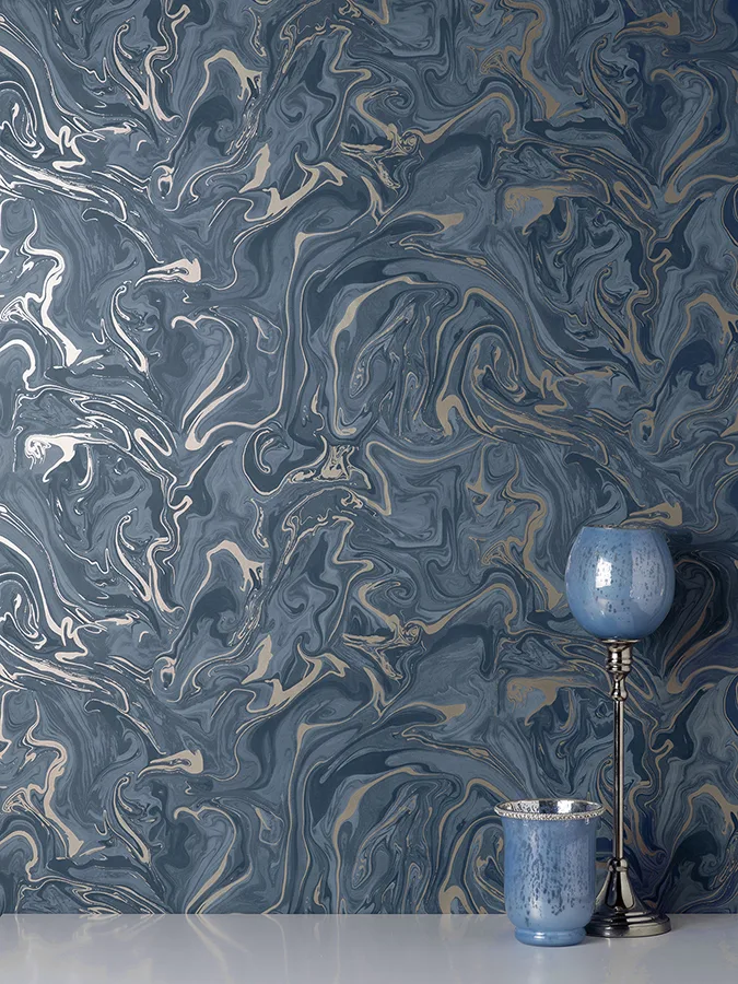 Fine Decor Suave wallpaper, color Navy, SKU FD43055