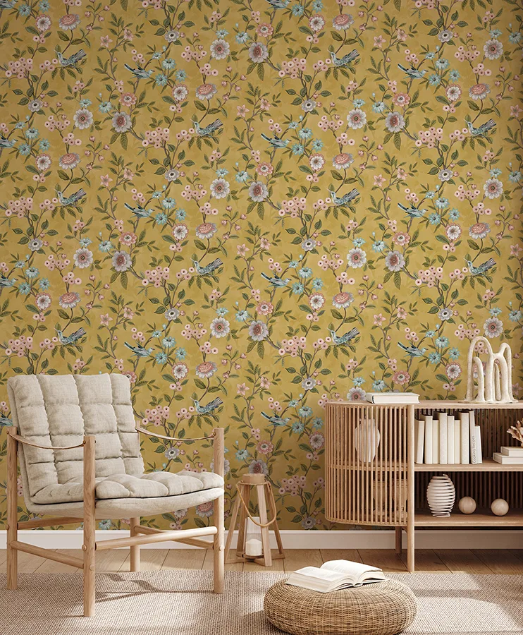 Fine Decor Elspeth wallpaper, color Mustard, SKU FD43446