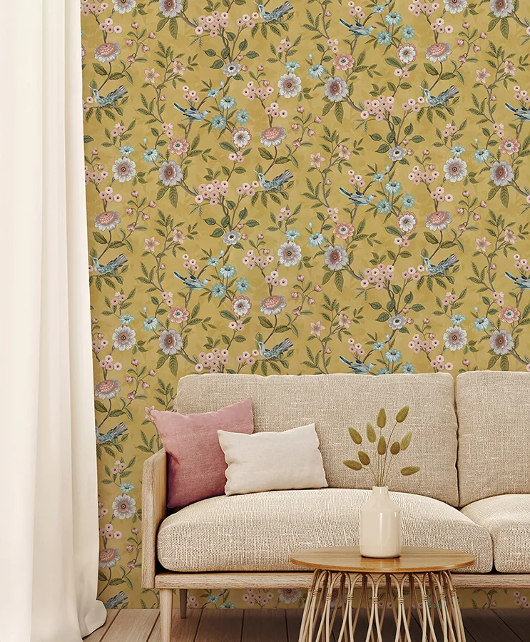 Fine Decor Elspeth wallpaper, color Mustard, SKU FD43446